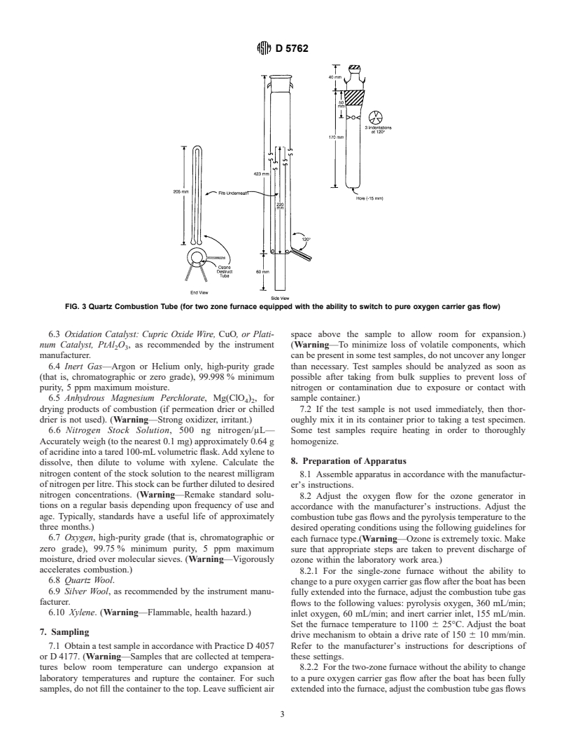 ASTM D5762-01 - Standard Test Method for Nitrogen in Petroleum and Petroleum Products by Boat-Inlet Chemiluminescence