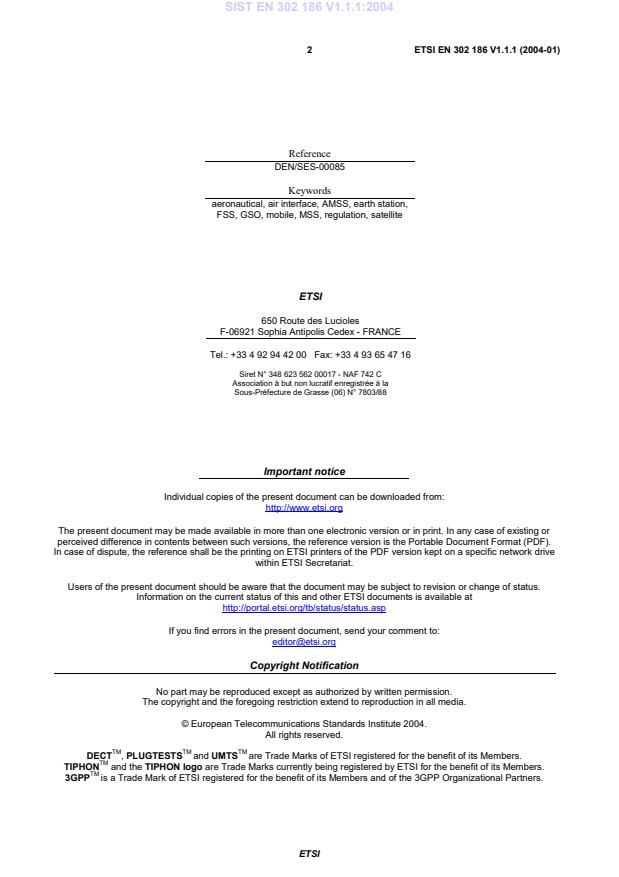 SIST EN 302 186 V1.1.1:2004 SIST EN 302 186 V1.1.1:2004 - Page 4 preview