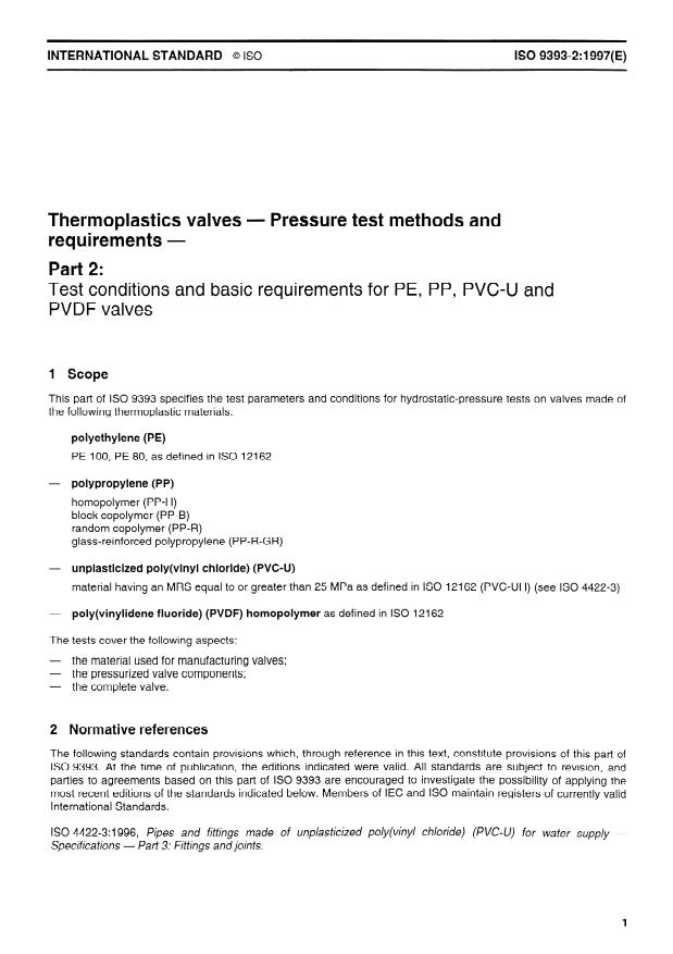 ISO 9393-2:1997 - Thermoplastics valves -- Pressure test methods and requirements