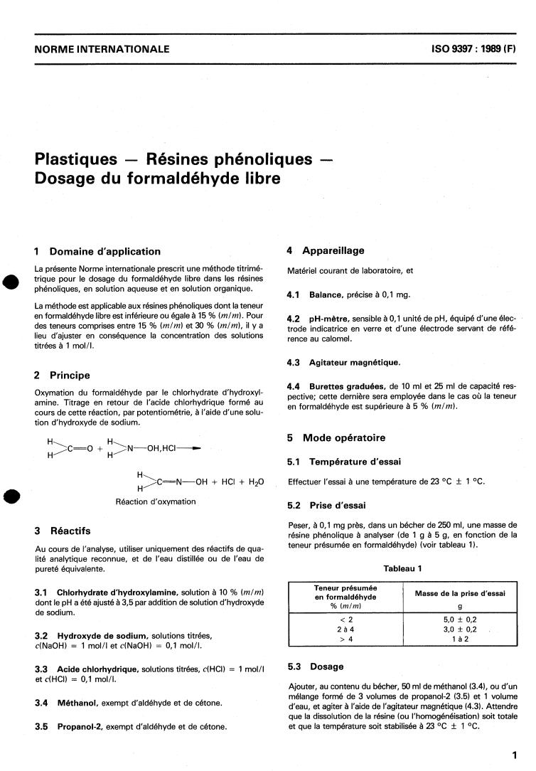 ISO 9397:1989 - Plastics — Phenolic resins — Determination of free formaldehyde content
Released:3/9/1989