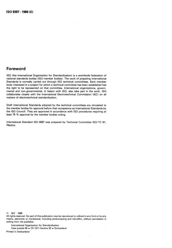 ISO 9397:1989 ISO 9397:1989 - Plastics -- Phenolic resins -- Determination of free formaldehyde content - Page 2 preview