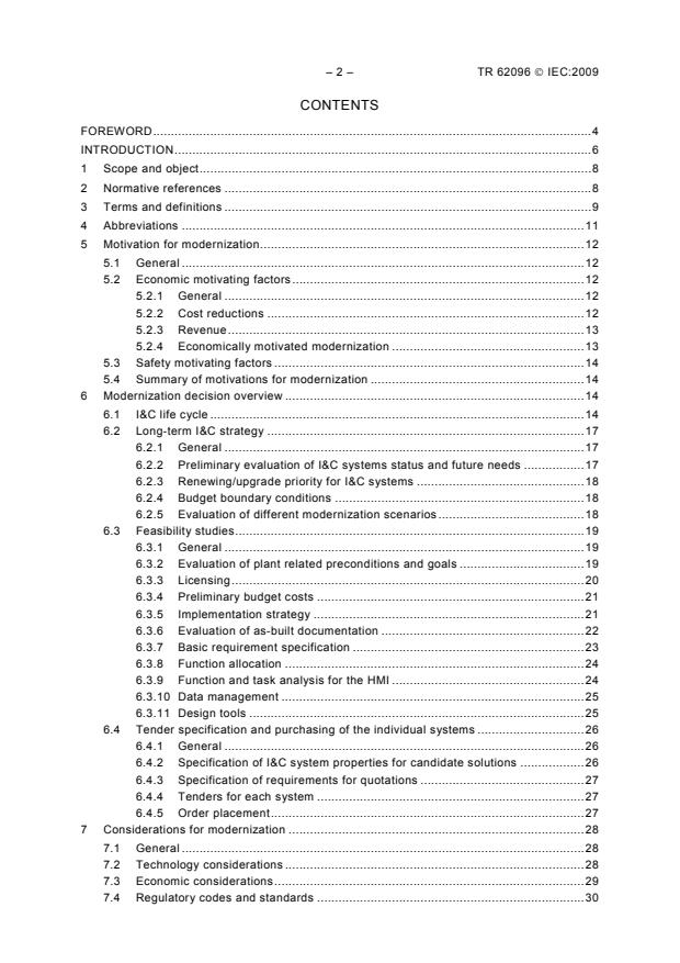 IEC TR 62096:2009 IEC TR 62096:2009 - Nuclear power plants - Instrumentation and control important to safety - Guidance for the decision on modernization - Page 4 preview