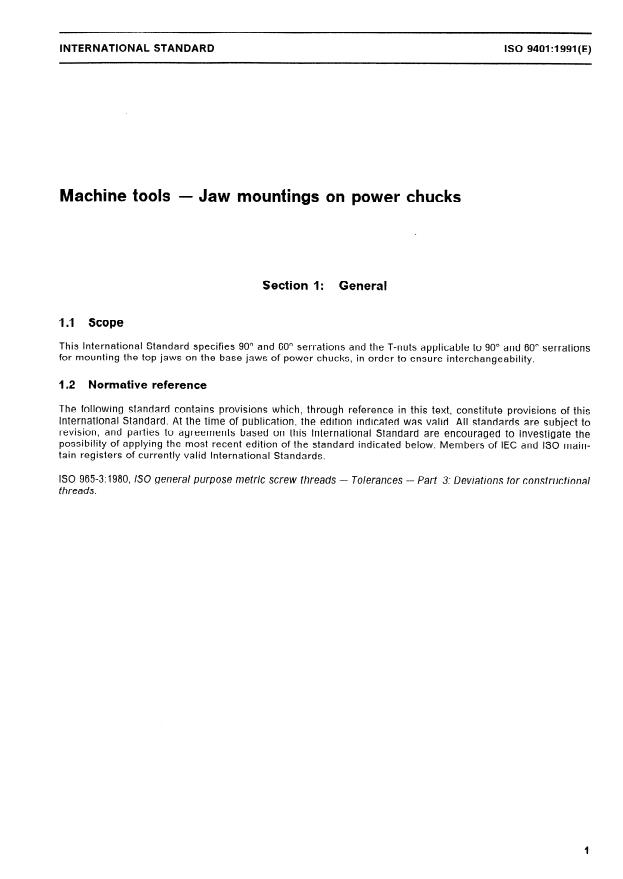 ISO 9401:1991 - Machine tools -- Jaw mountings on power chucks