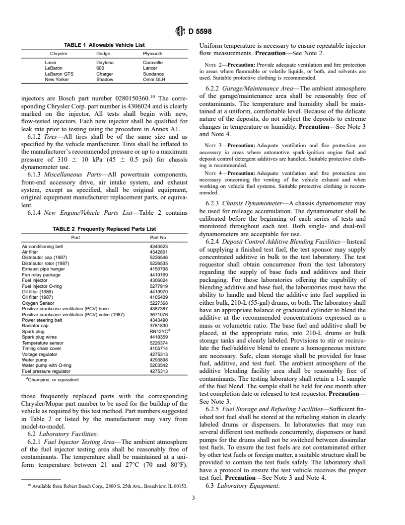 ASTM D5598-95a - Standard Test Method for Evaluating Unleaded Automotive Spark-Ignition Engine Fuel for Electronic Port Fuel Injector Fouling