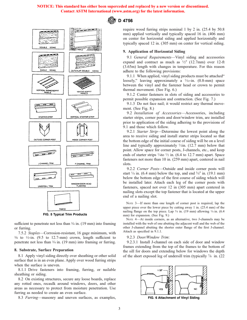 ASTM D4756-02 - Standard Practice for Installation of Rigid Poly(Vinyl Chloride) (PVC) Siding and Soffit