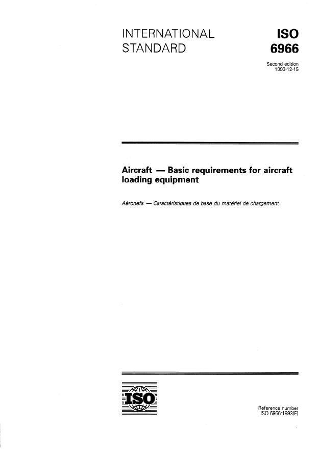 ISO 6966:1993 - Aircraft -- Basic requirements for aircraft loading equipment
