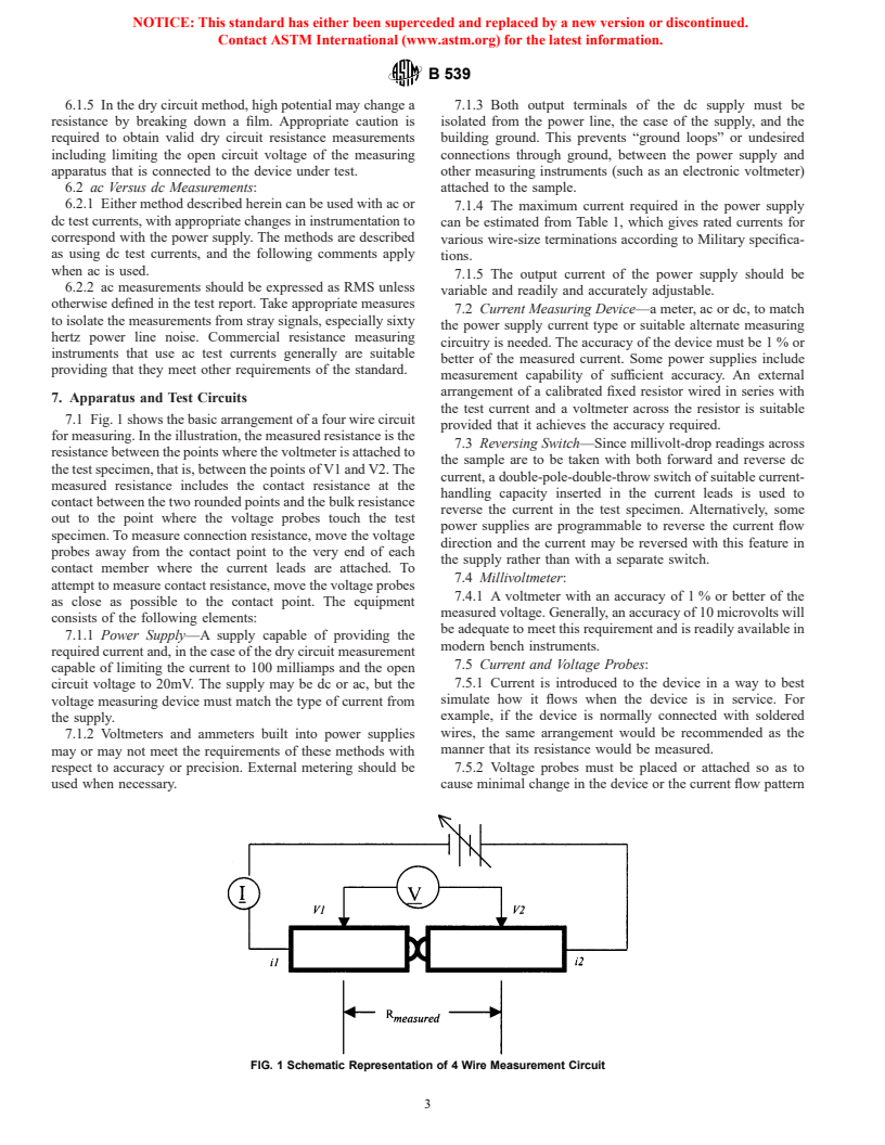 ASTM B539-02 - Standard Test Methods for Measuring Resistance of Electrical Connections (Static Contacts)