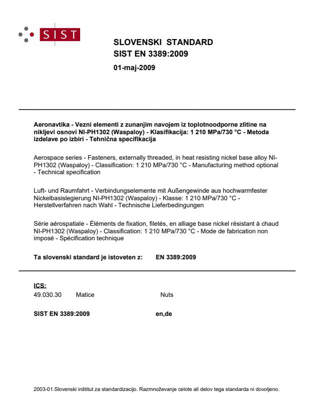EN 3389:2009 EN 3389:2009 - Page 1 preview