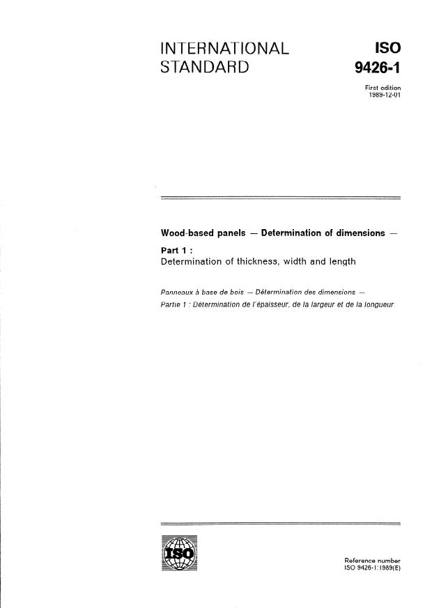 ISO 9426-1:1989 - Wood-based panels -- Determination of dimensions