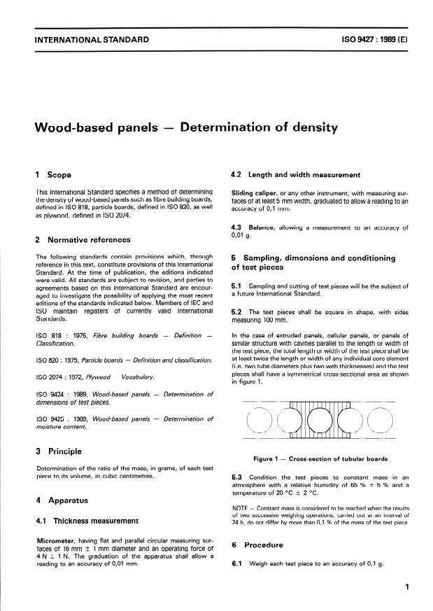 ISO 9427:1989 - Wood-based panels -- Determination of density