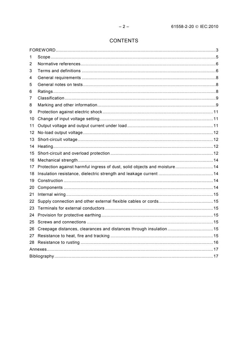 IEC 61558-2-20:2010 IEC 61558-2-20:2010 - Safety of transformers, reactors, power supply units and combinations thereof - Part 2-20: Particular requirements and tests for small reactors - Page 4 preview