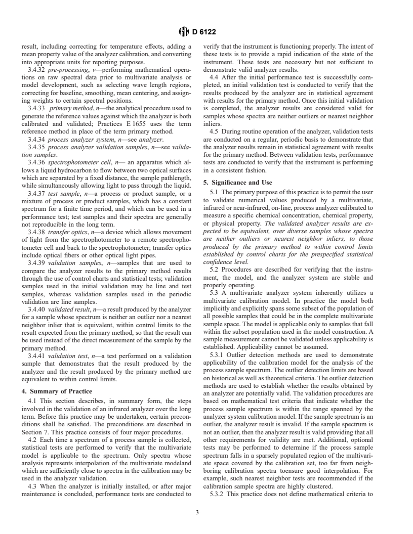 ASTM D6122-99 - Standard Practice for Validation of Multivariate Process Infrared Spectrophotometers