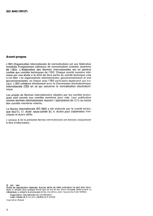 ISO 9443:1991 ISO 9443:1991 - Aciers pour traitements thermiques et aciers alliés -- Classes de qualité de surface des ronds et fils-machine laminés a chaud -- Conditions techniques de livraison - Page 2 preview