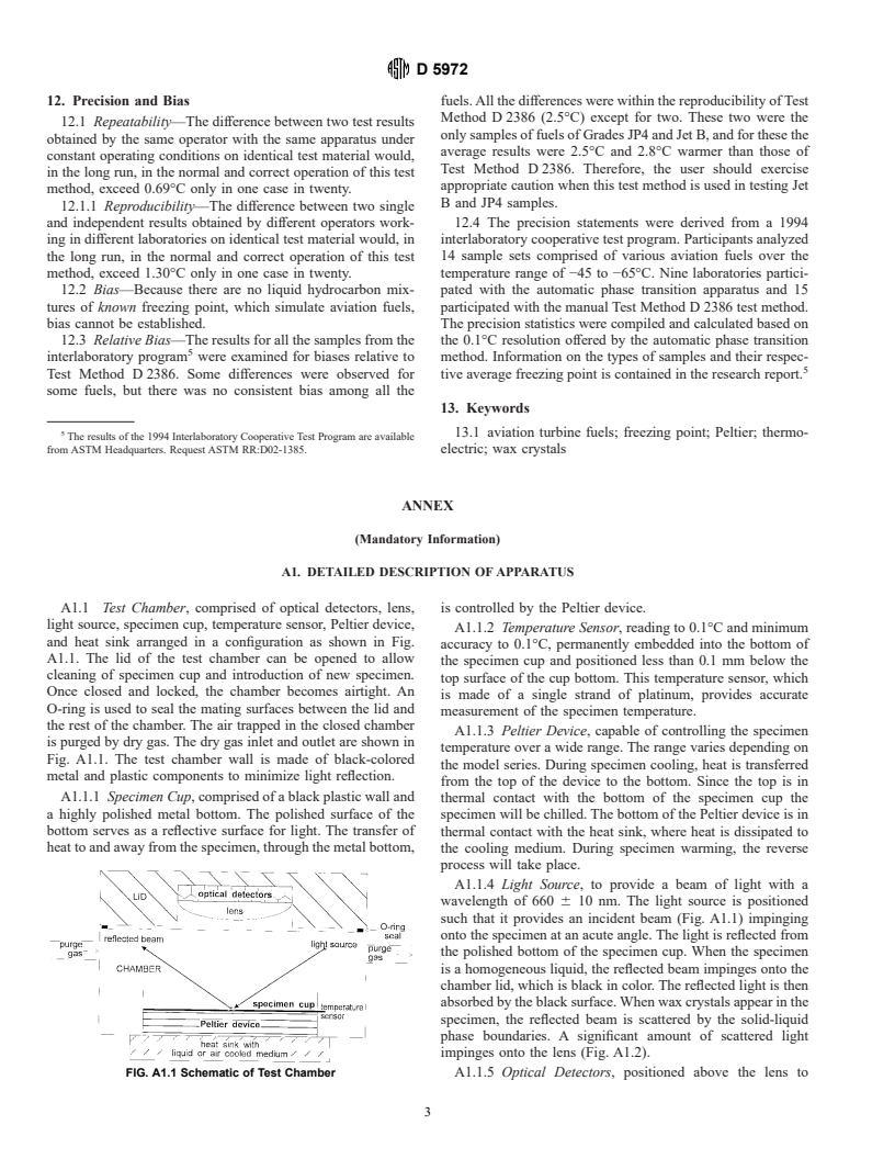 ASTM D5972-99a - Standard Test Method for Freezing Point of Aviation Fuels (Automatic Phase Transition Method)