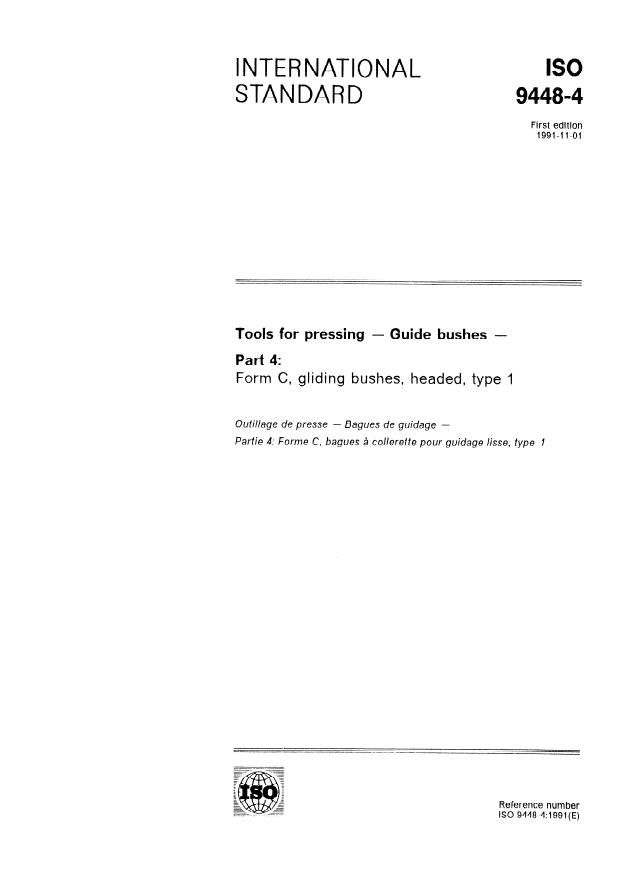 ISO 9448-4:1991 - Tools for pressing -- Guide bushes