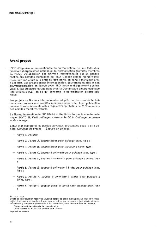 ISO 9448-5:1991 ISO 9448-5:1991 - Outillage de presse -- Bagues de guidage - Page 2 preview