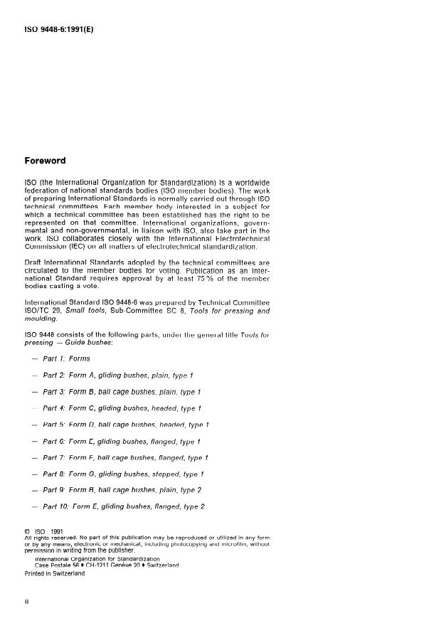 ISO 9448-6:1991 ISO 9448-6:1991 - Tools for pressing -- Guide bushes - Page 2 preview