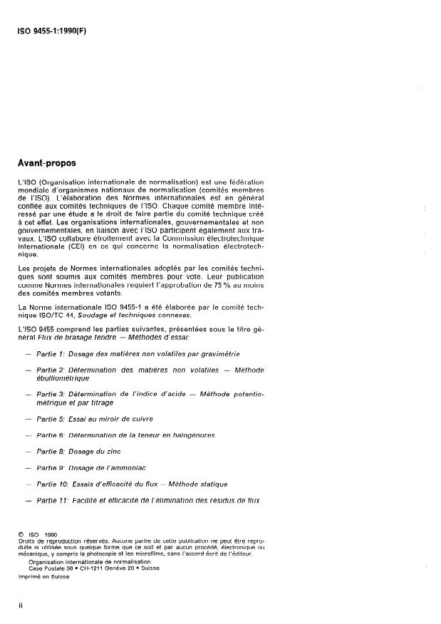 ISO 9455-1:1990 ISO 9455-1:1990 - Flux de brasage tendre -- Méthodes d'essai - Page 2 preview