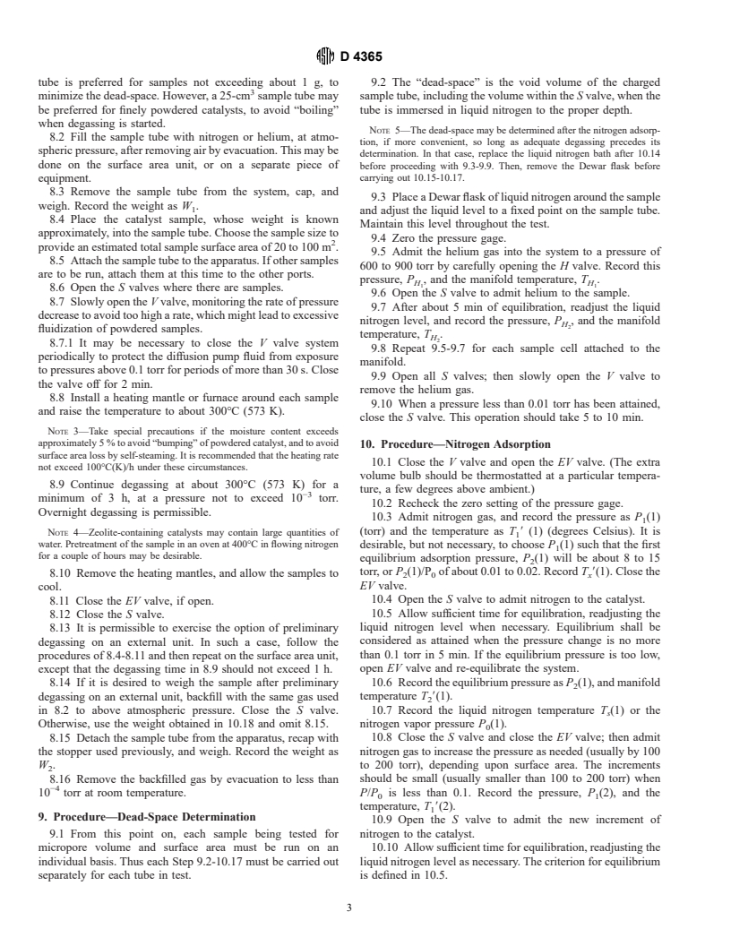 ASTM D4365-95 - Standard Test Method for Determining Micropore Volume and Zeolite Area of a Catalyst