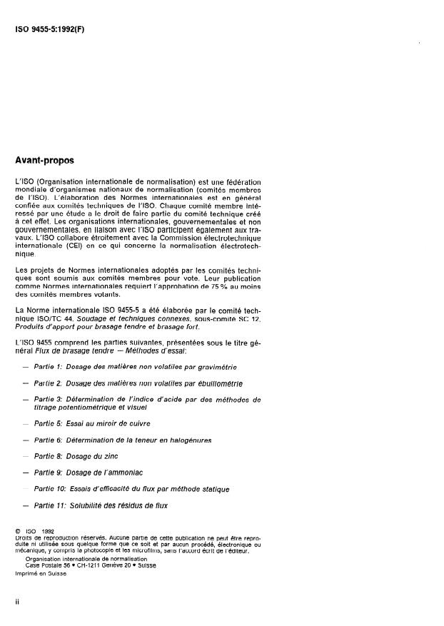 ISO 9455-5:1992 ISO 9455-5:1992 - Flux de brasage tendre -- Méthodes d'essai - Page 2 preview