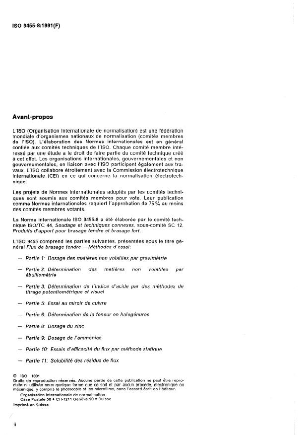ISO 9455-8:1991 ISO 9455-8:1991 - Flux de brasage tendre -- Méthodes d'essai - Page 2 preview