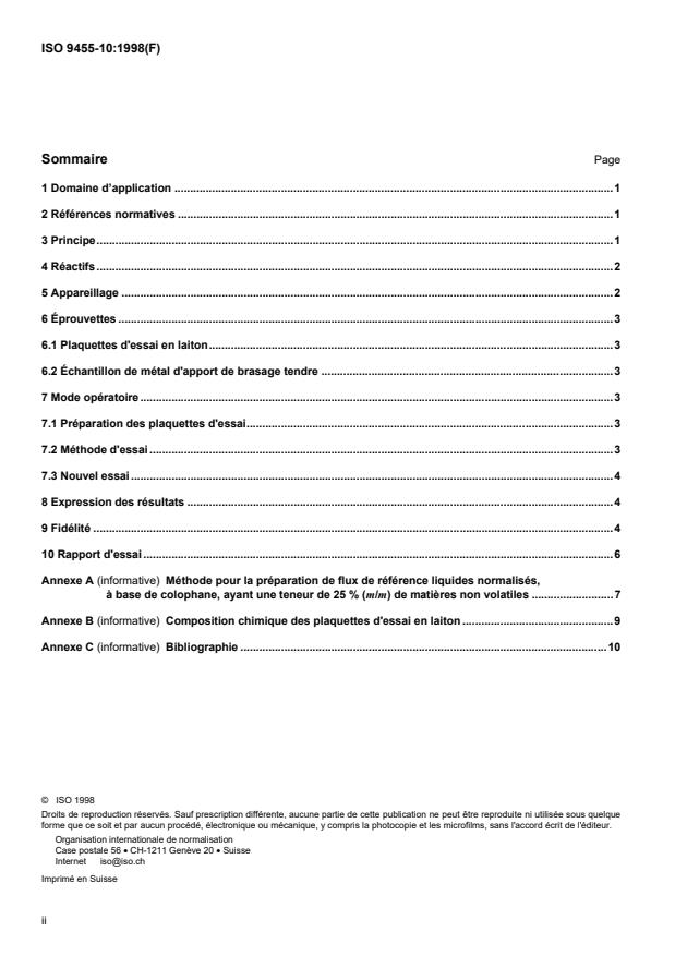 ISO 9455-10:1998 ISO 9455-10:1998 - Flux de brasage tendre -- Méthodes d'essai - Page 2 preview
