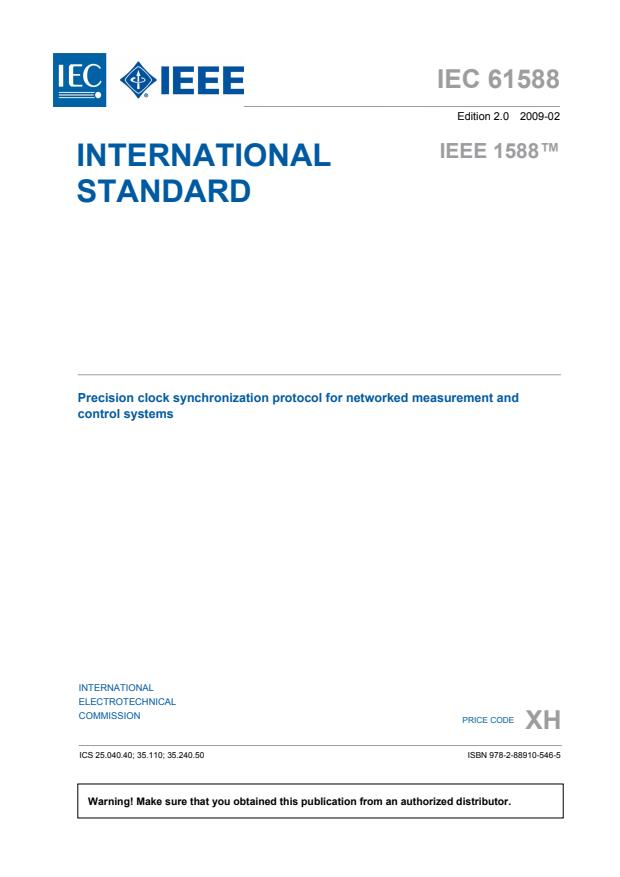 IEC 61588:2009 - Precision clock synchronization protocol for networked measurement and control systems