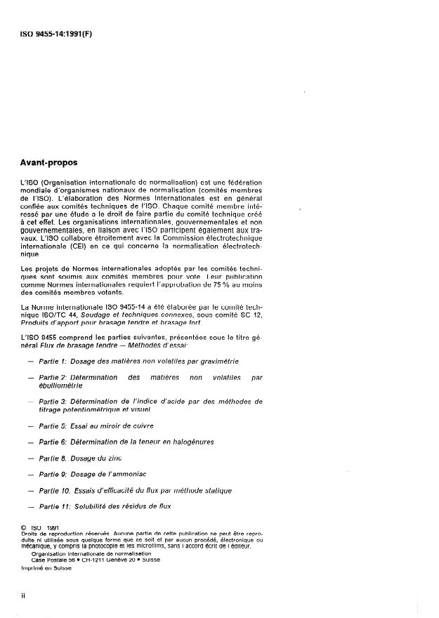 ISO 9455-14:1991 ISO 9455-14:1991 - Flux de brasage tendre -- Méthodes d'essai - Page 2 preview