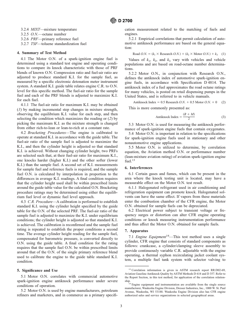 ASTM D2700-01 - Standard Test Method for Motor Octane Number of Spark-Ignition Engine Fuel