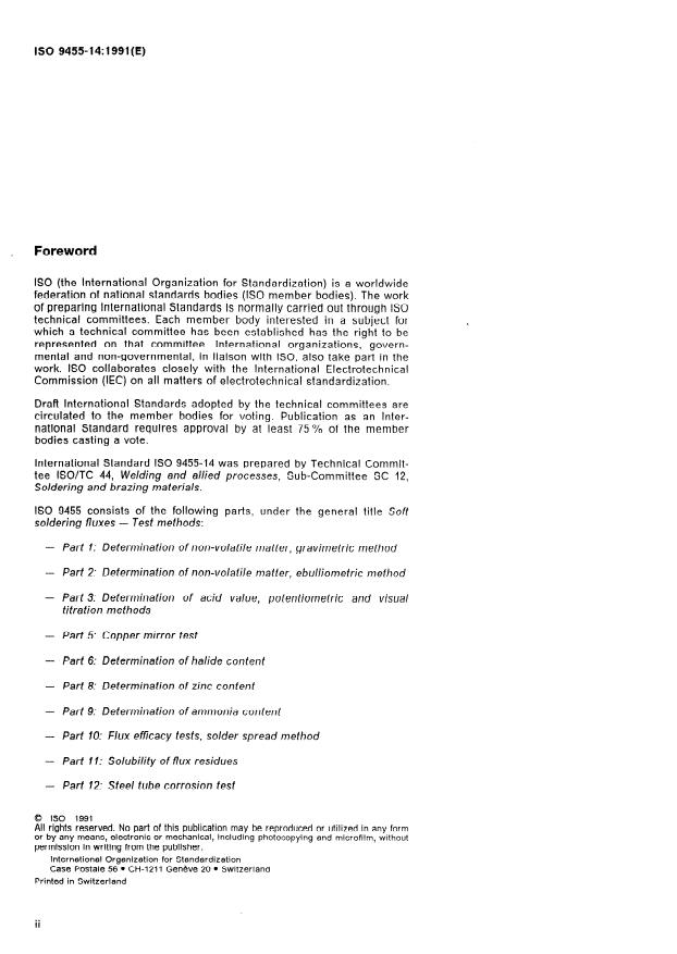 ISO 9455-14:1991 ISO 9455-14:1991 - Soft soldering fluxes -- Test methods - Page 2 preview