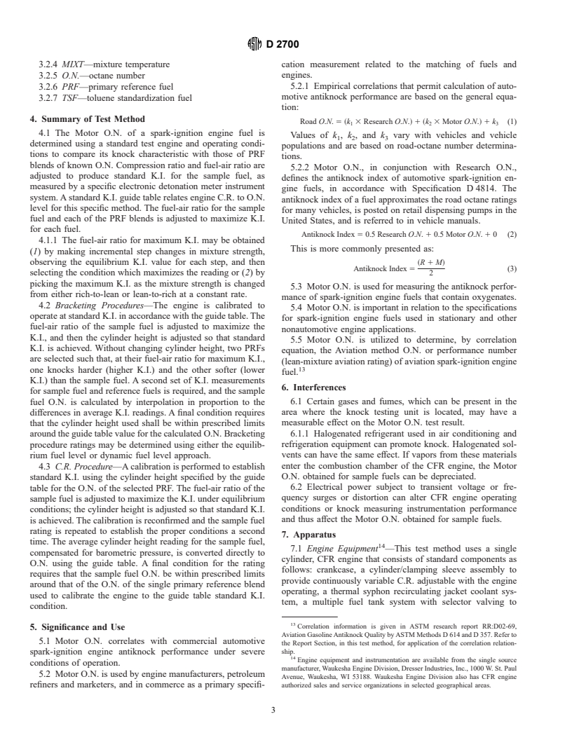 ASTM D2700-99 - Standard Test Method for Motor Octane Number of Spark-Ignition Engine Fuel