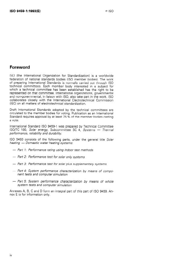 ISO 9459-1:1993 ISO 9459-1:1993 - Solar heating -- Domestic water heating systems - Page 4 preview