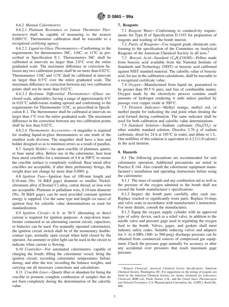 ASTM D5865-99a - Standard Test Method for Gross Calorific Value of Coal and Coke