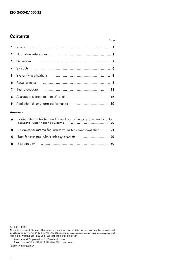 ISO 9459-2:1995 ISO 9459-2:1995 - Solar heating -- Domestic water heating systems - Page 2 preview