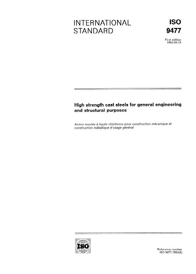 ISO 9477:1992 - High strength cast steels for general engineering and structural purposes
