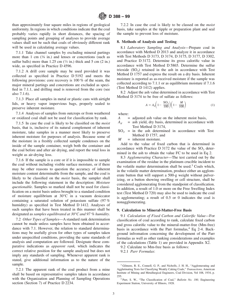 ASTM D388-99 - Standard Classification of Coals by Rank