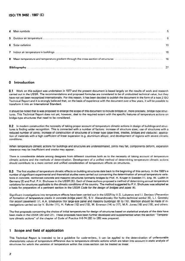 ISO/TR 9492:1987 ISO/TR 9492:1987 - Bases for design of structures -- Temperature climatic actions - Page 2 preview
