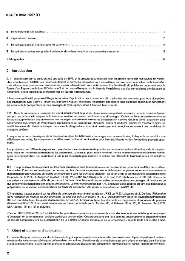 ISO/TR 9492:1987 ISO/TR 9492:1987 - Bases du calcul des constructions -- Actions climatiques de la température - Page 2 preview