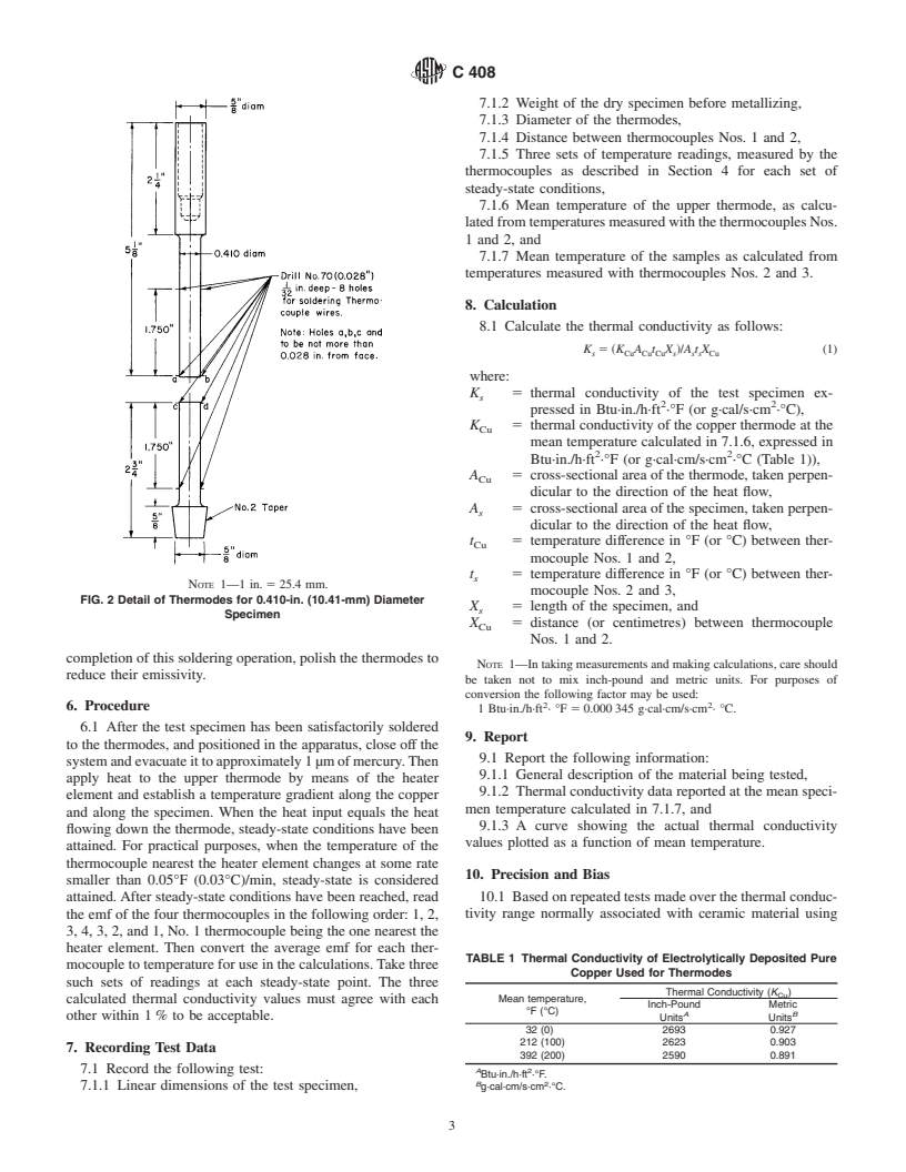 ASTM C408-88(1999) - Standard Test Method for Thermal Conductivity of Whiteware Ceramics