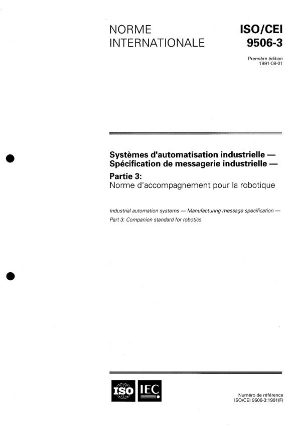 ISO/IEC 9506-3:1991 - Systemes d'automatisation industrielle -- Spécification de messagerie industrielle