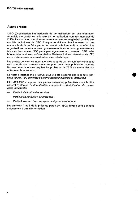 ISO/IEC 9506-3:1991 ISO/IEC 9506-3:1991 - Systemes d'automatisation industrielle -- Spécification de messagerie industrielle - Page 4 preview