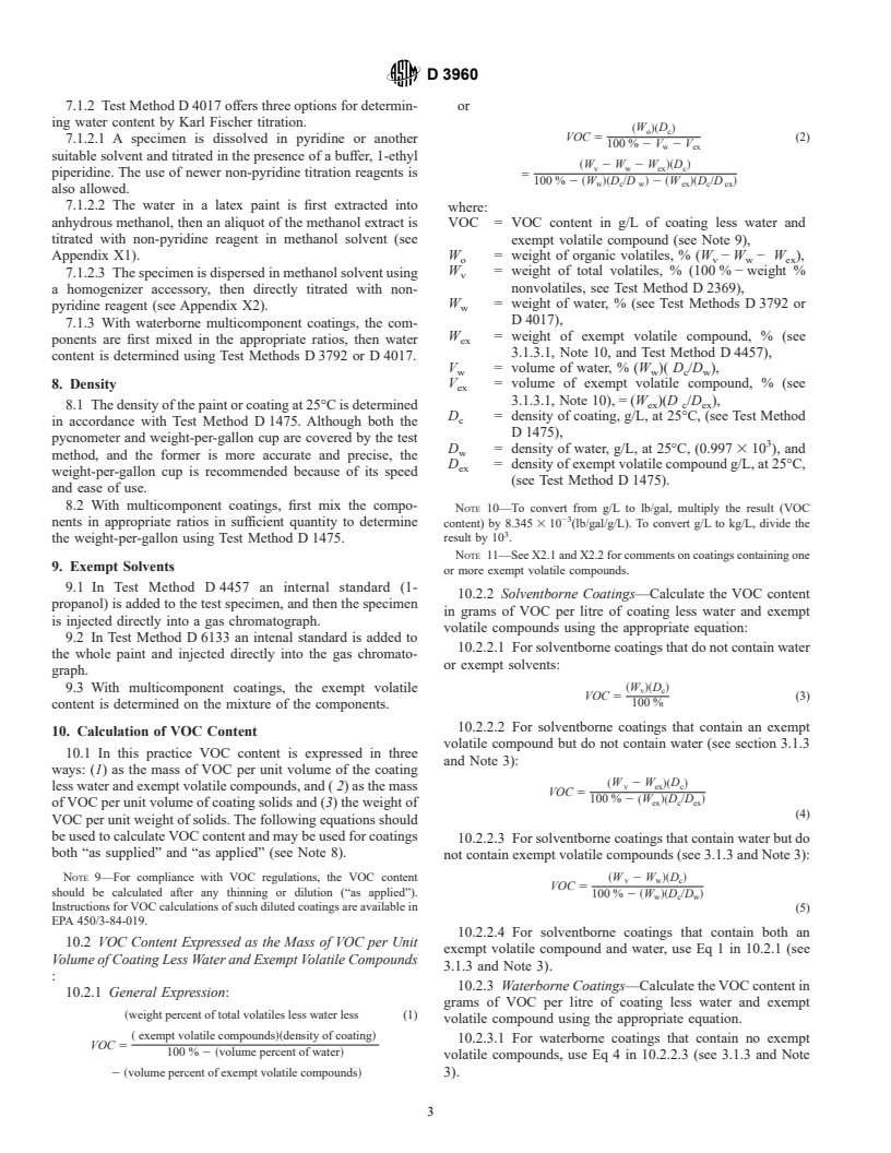 ASTM D3960-01 - Standard Practice for Determining Volatile Organic Compound (VOC) Content of Paints and Related Coatings