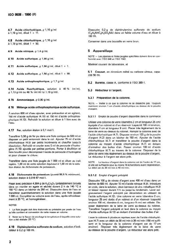 ISO 9508:1990 ISO 9508:1990 - Minerais de fer -- Dosage du fer total -- Méthode titrimétrique par réduction a l'argent - Page 4 preview