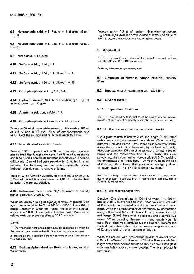 ISO 9508:1990 ISO 9508:1990 - Iron ores -- Determination of total iron content -- Silver reduction titrimetric method - Page 4 preview