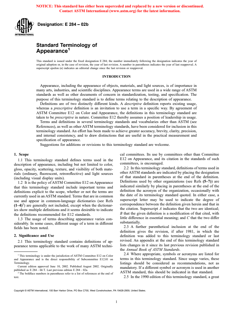 ASTM E284-02b - Standard Terminology of Appearance
