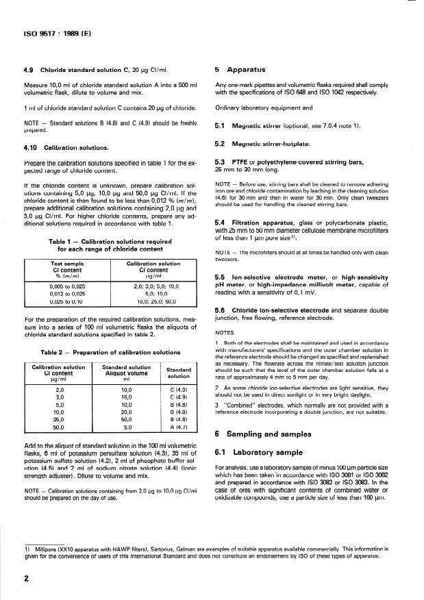 ISO 9517:1989 ISO 9517:1989 - Iron ores -- Determination of water soluble chloride content -- Ion-selective electrode method - Page 4 preview
