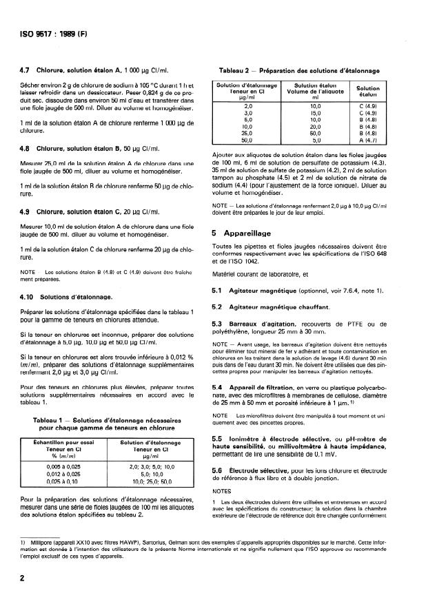 ISO 9517:1989 ISO 9517:1989 - Minerais de fer -- Dosage des chlorures solubles dans l'eau -- Méthode par électrode sélective des ions - Page 4 preview