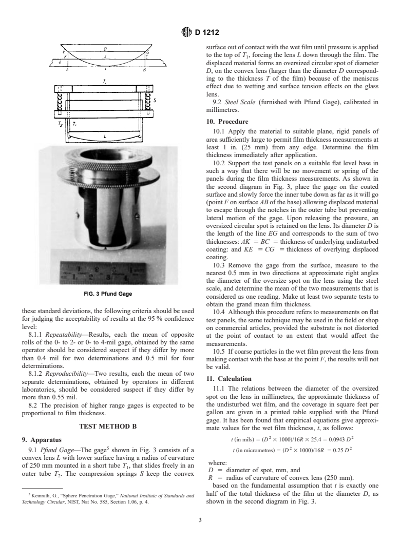 ASTM D1212-91(1996)e1 - Standard Test Methods for Measurement of Wet Film Thickness of Organic Coatings