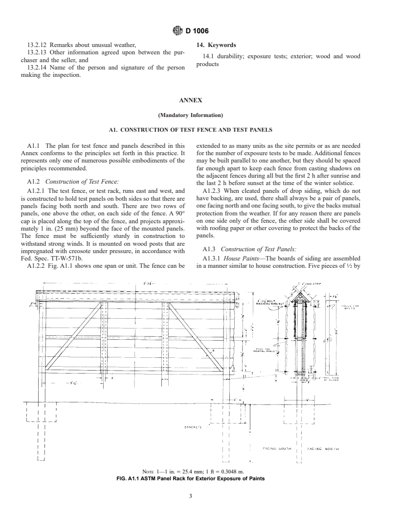 ASTM D1006-93 - Standard Practice for Conducting Exterior Exposure Tests of Paints on Wood