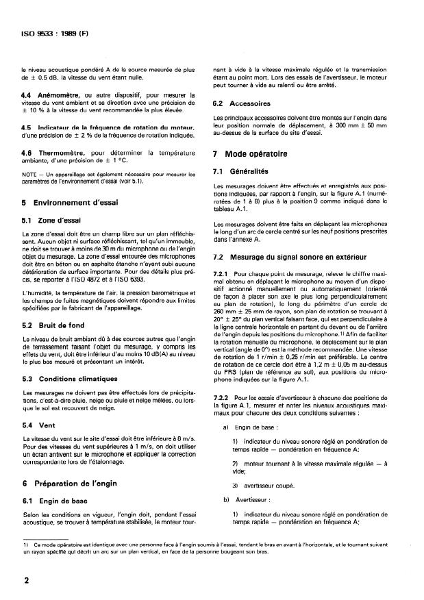 ISO 9533:1989 ISO 9533:1989 - Engins de terrassement -- Avertisseurs sonores de marche avant et de marche arriere montés sur engins -- Méthode d'essai acoustique - Page 4 preview